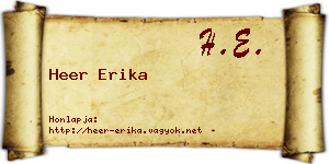 Heer Erika névjegykártya